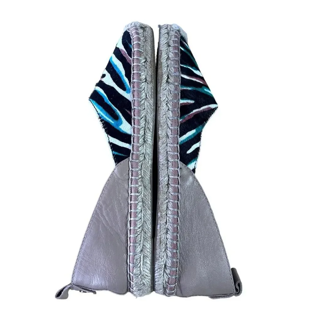 FRENCH CONNECTION Umara Zebra Print Calf Hair Closed Toe Espadrille Flat Women's